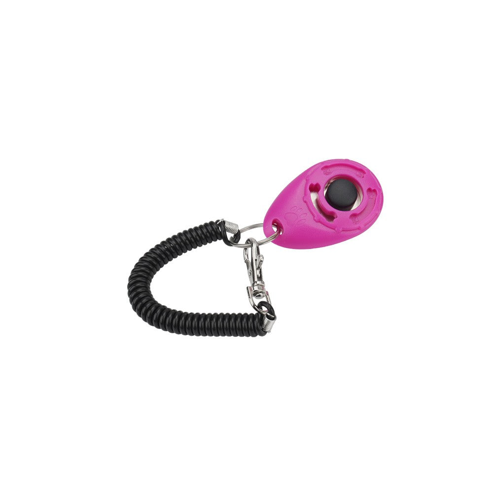 Magenta dog training clicker with coiled wrist strap