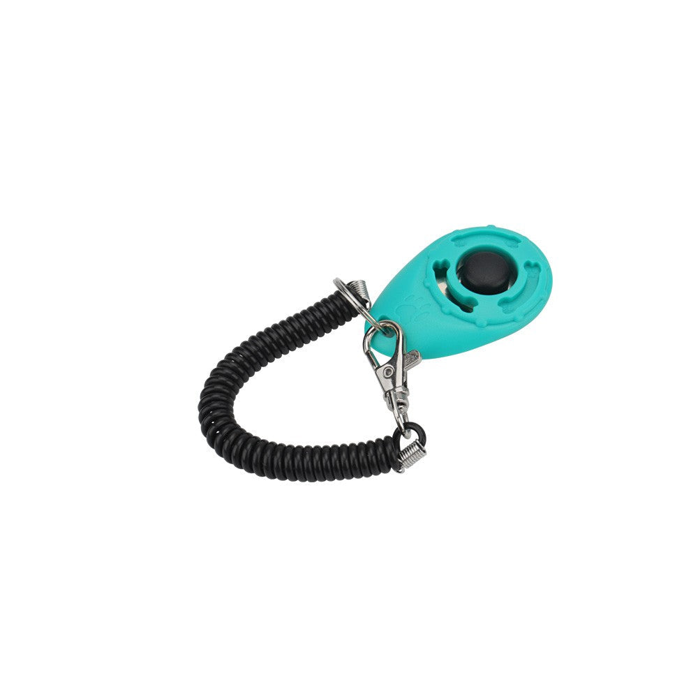 Teal dog training clicker with coiled wrist strap