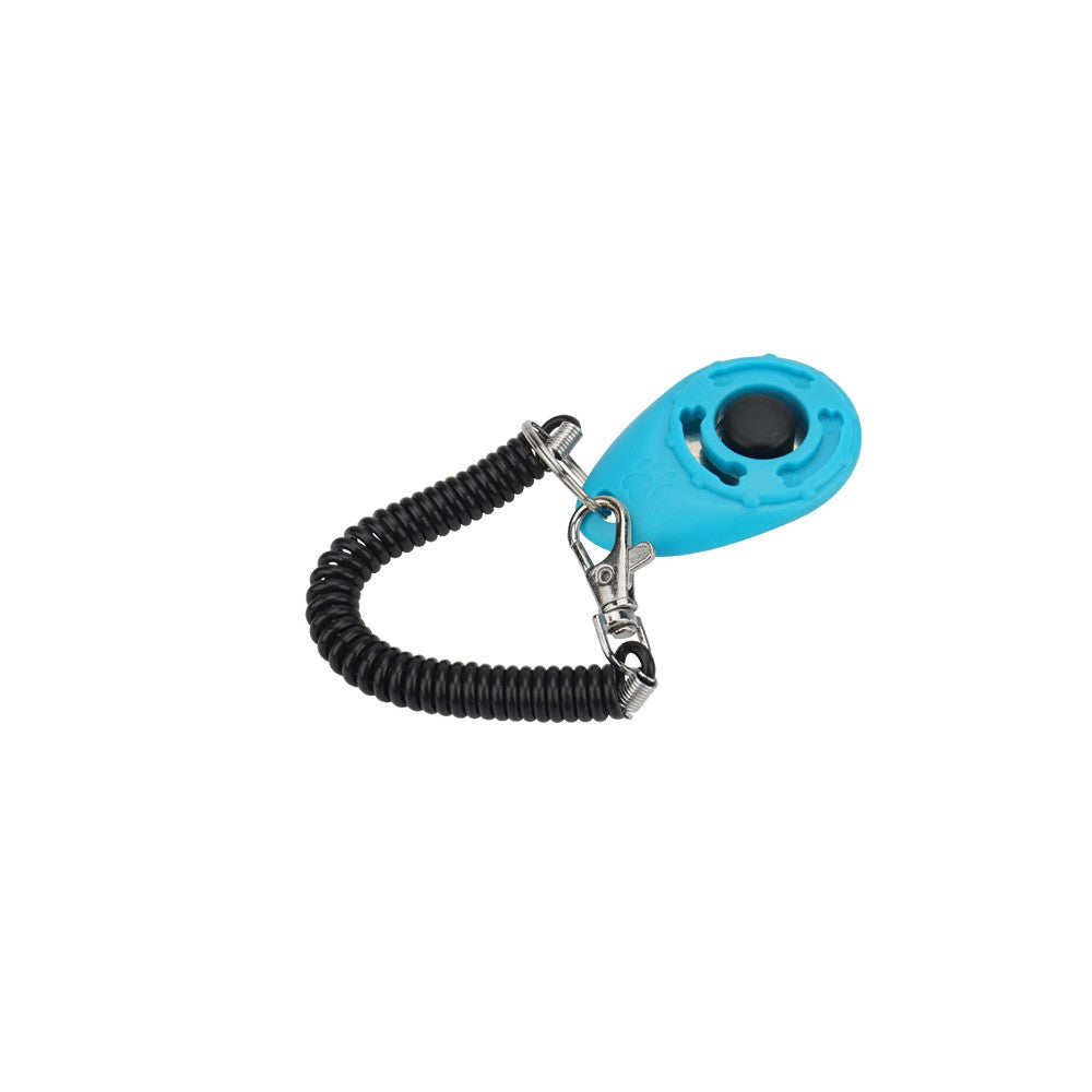 Aqua dog training clicker with coiled wrist strap