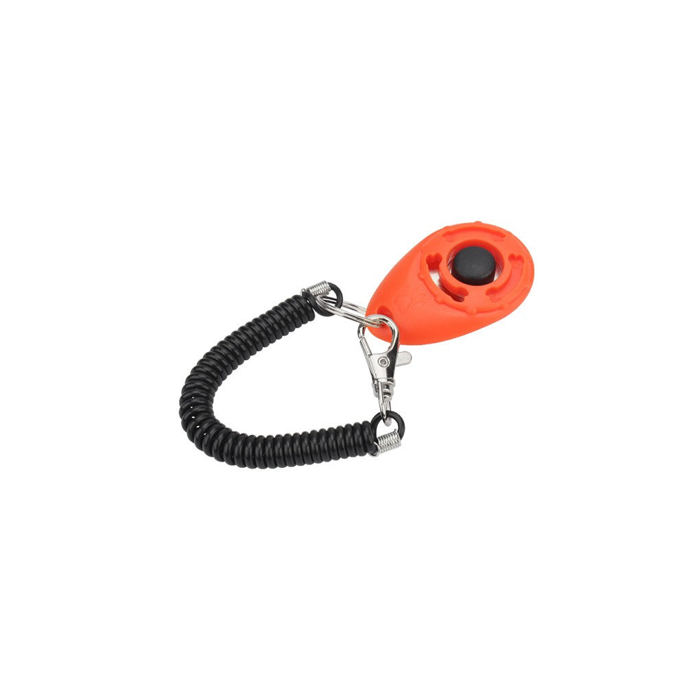 Coral dog training clicker with coiled wrist strap