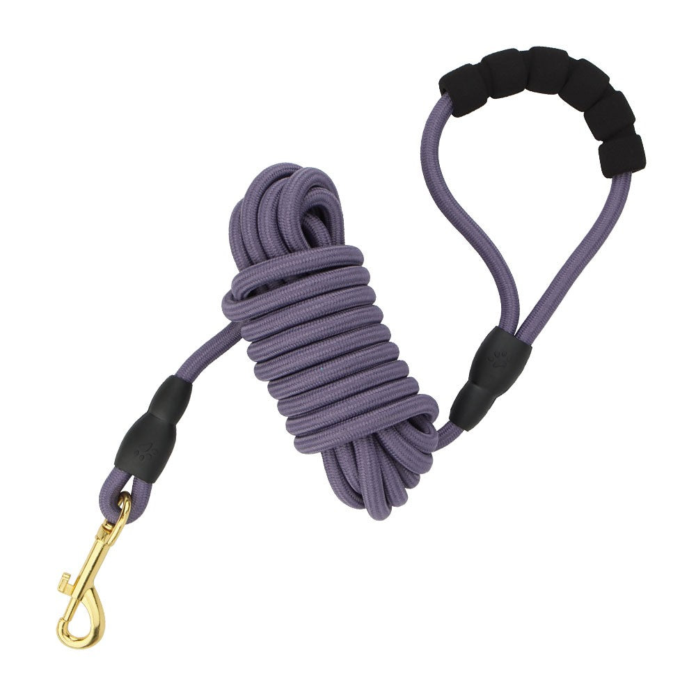 Lilac grey dog training leash with black foam handle