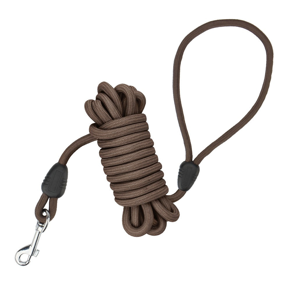 Coffee brown training lead with plain rope loop handle