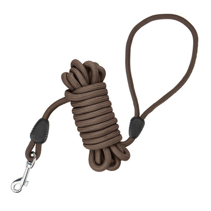 Coffee brown training lead with plain rope loop handle