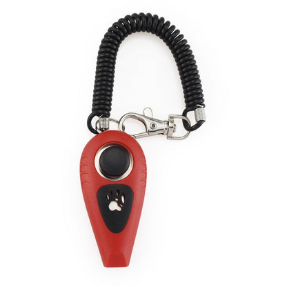 Red dog training whistle with clicker button