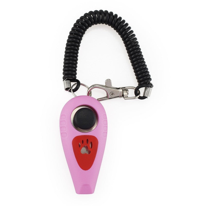 Pink dog training whistle with clicker button