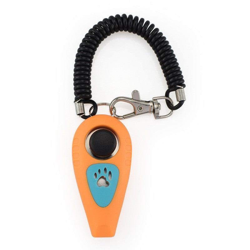 Orange dog training whistle with clicker button