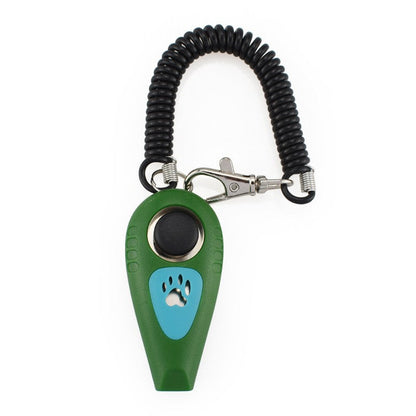 Green dog training whistle with clicker button