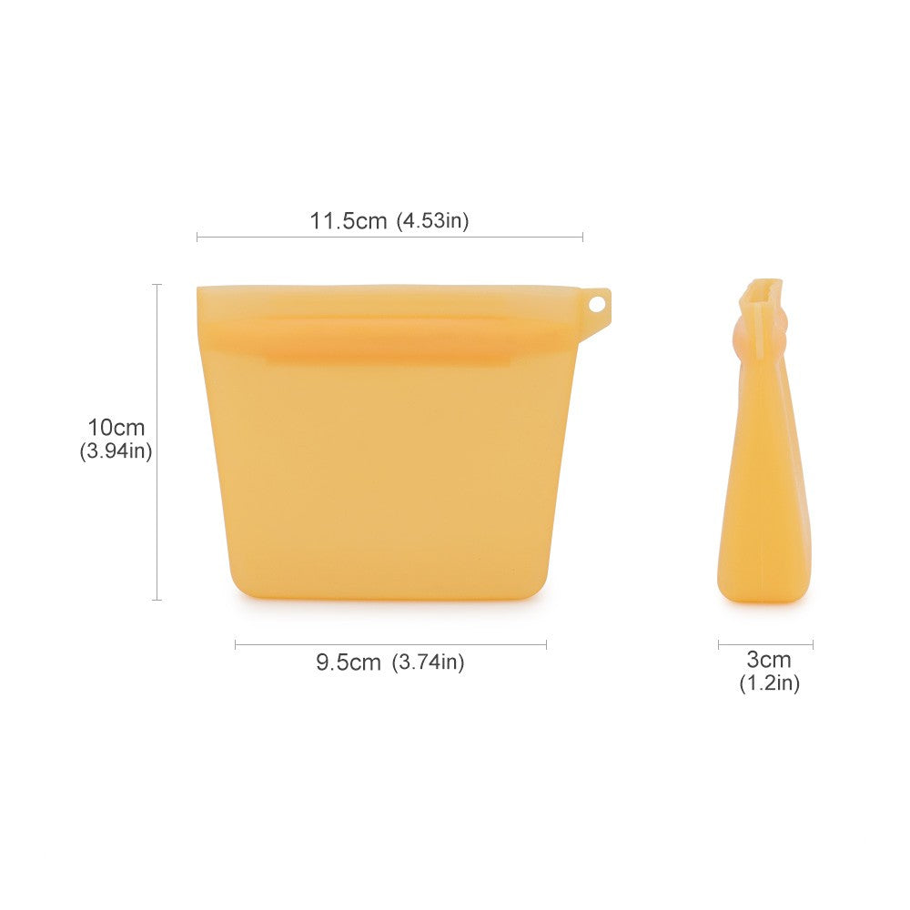 Silicone treat pouch size: about 10 cm tall and 9.5 to 11.5 cm wide