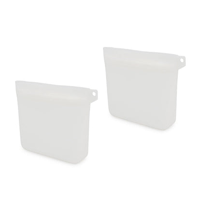 Two white silicone dog treat bags