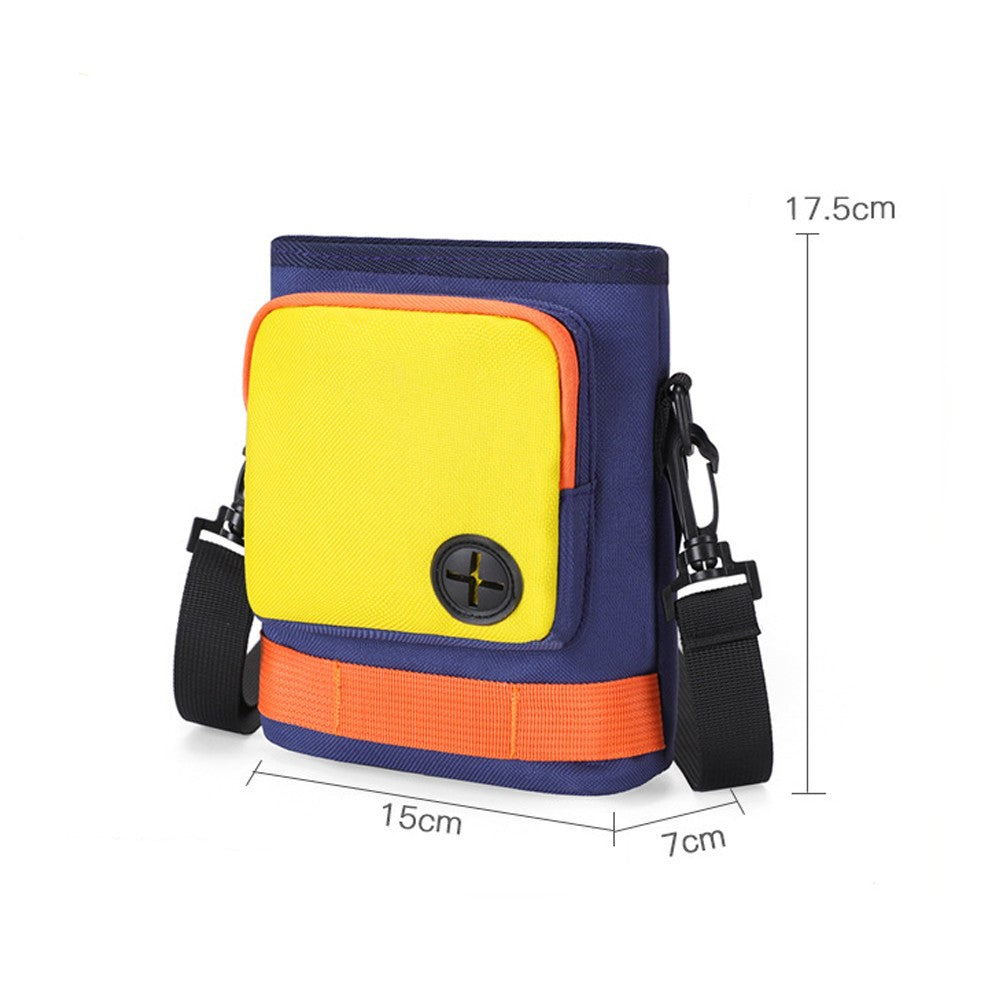 Dog walking bag size: about 17.5 cm tall, 15 cm wide and 7 cm deep