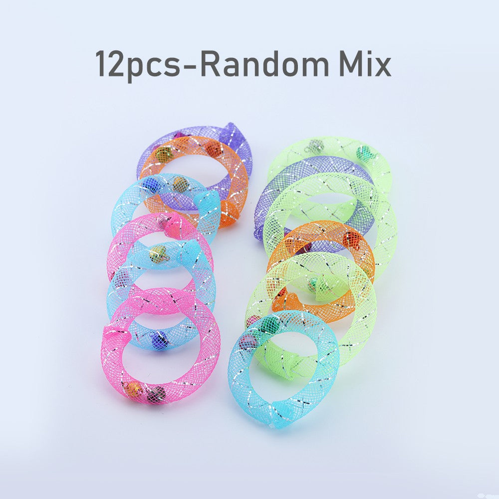 12-pack of mesh ring cat toys in mixed colours