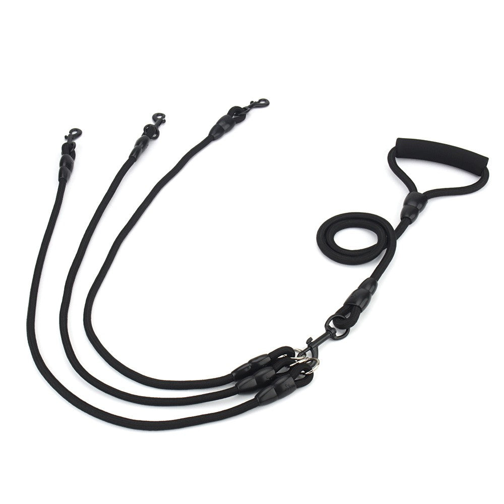 Black leash for three dogs