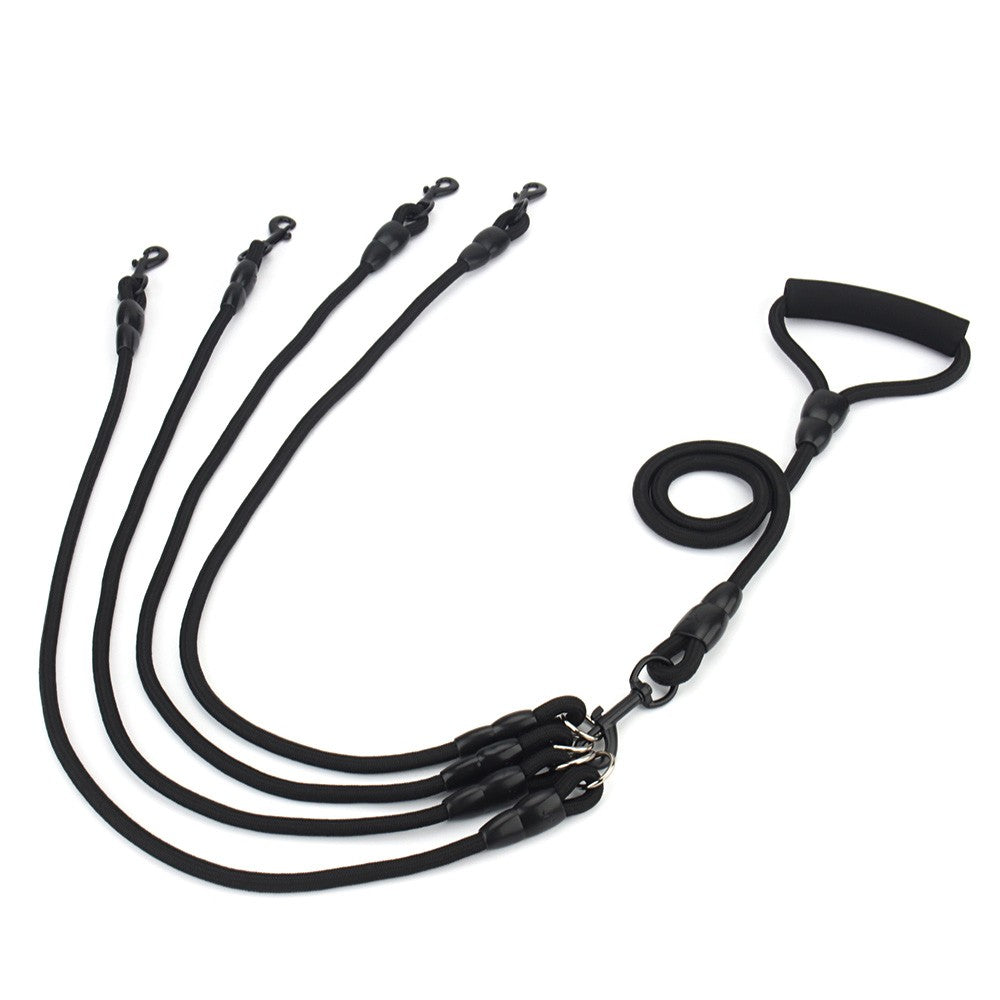 Black leash for four dogs