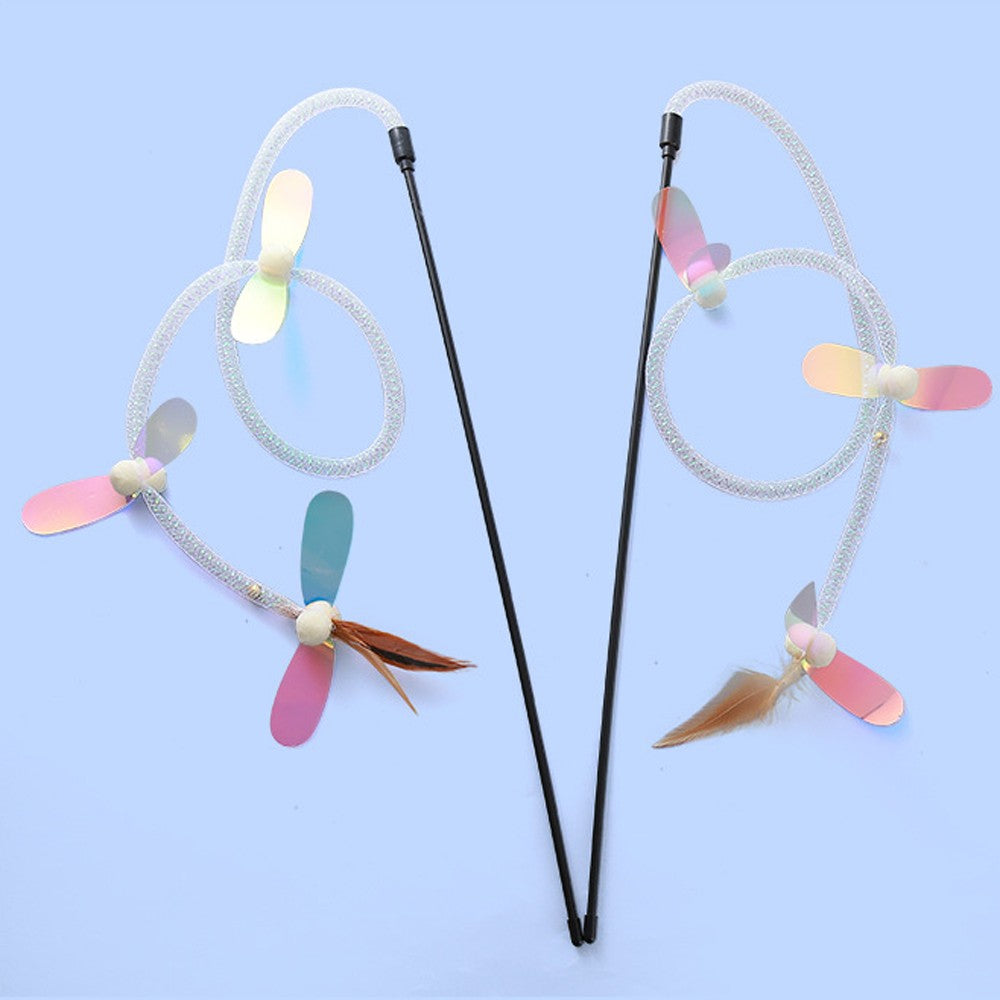 Two dragonfly cat wands side by side