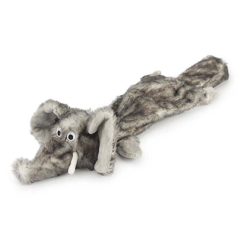 Long gray elephant squeaky dog toy, about 44 cm