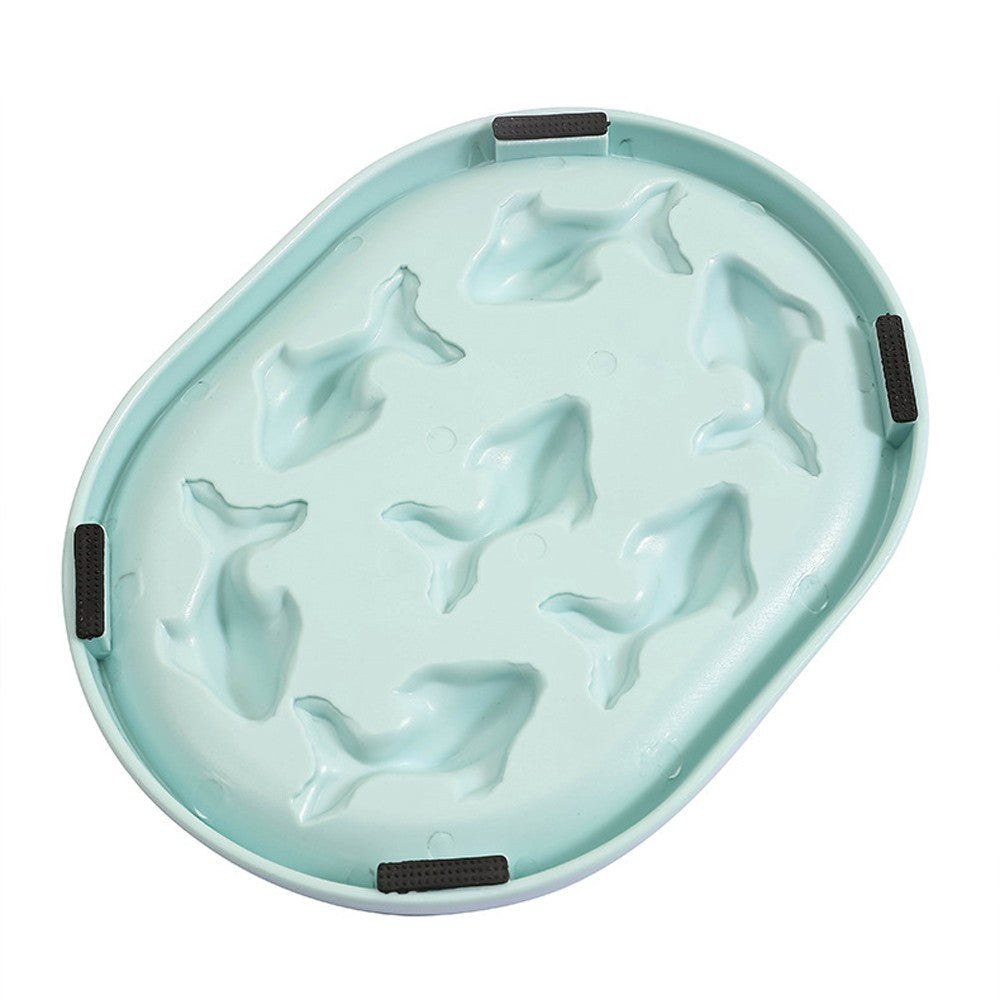 Underside view of the fish slow feeder bowl with four non-slip feet