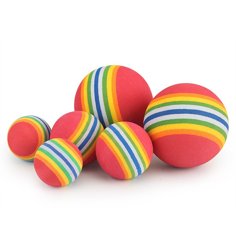Rainbow striped EVA cat balls in two sizes