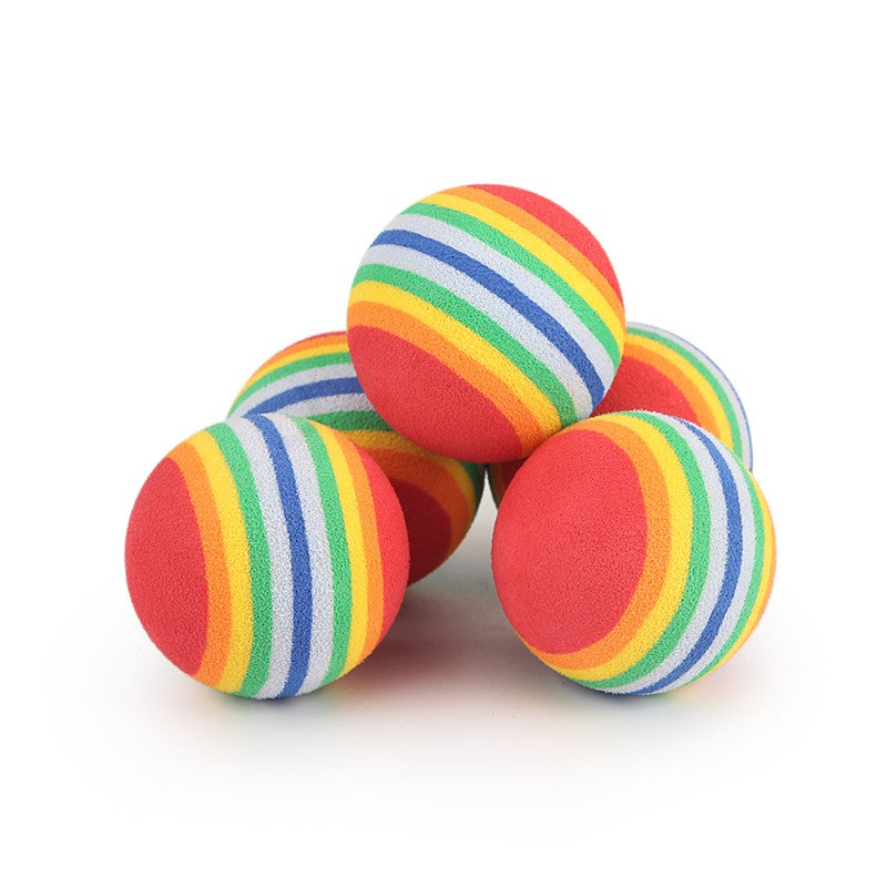 Pile of rainbow foam cat balls