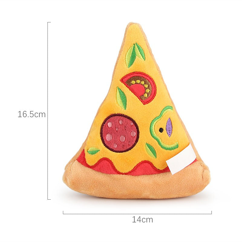 Plush pizza slice dog toy, 16.5 x 14 cm