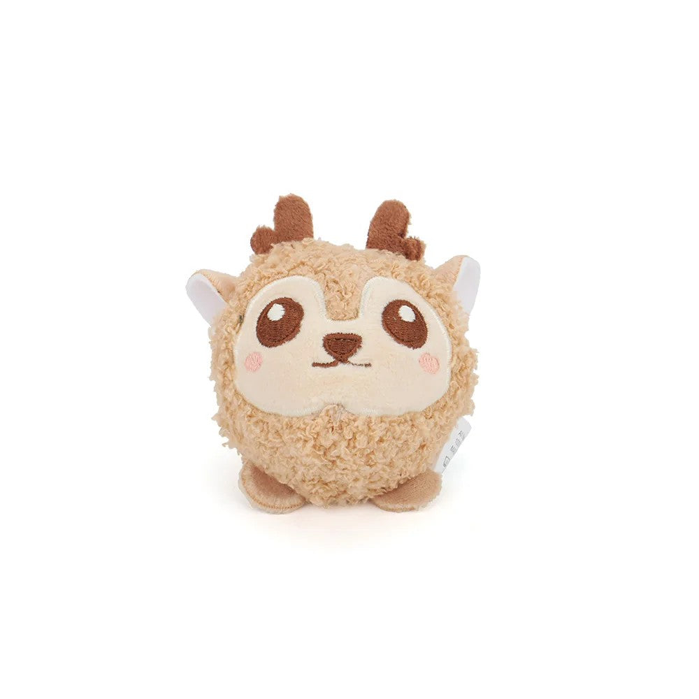 Brown deer plush ball dog toy with antlers