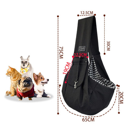 Front dog carrier size: strap about 75 cm, pouch about 65 cm wide