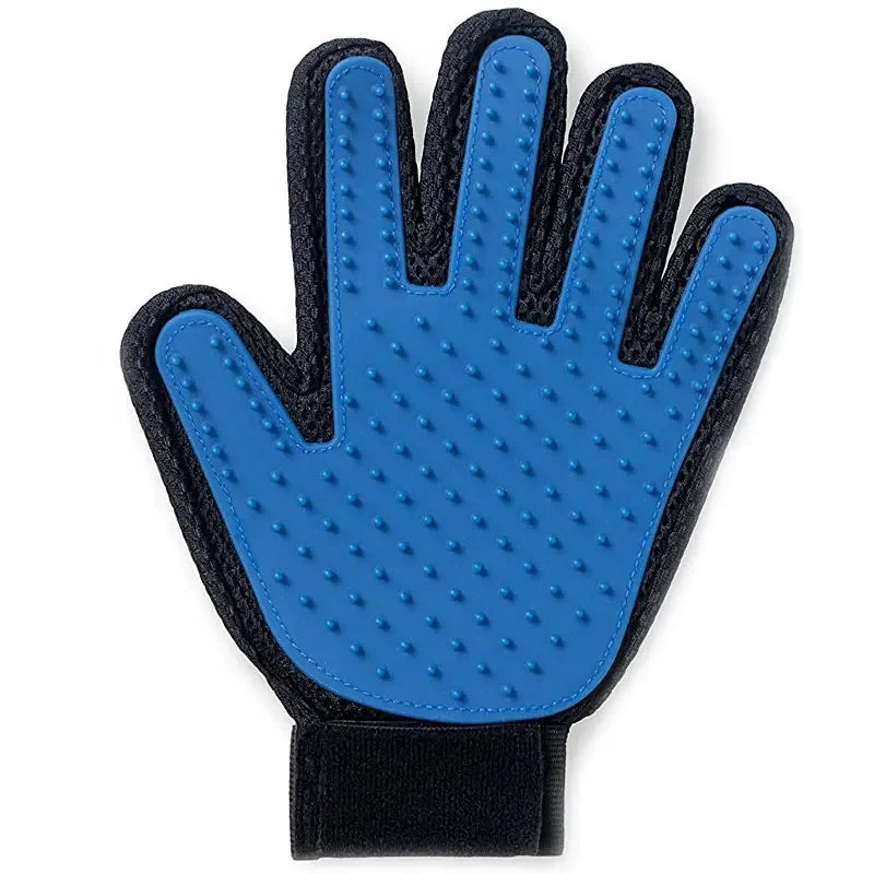 handson pet grooming gloves blue color