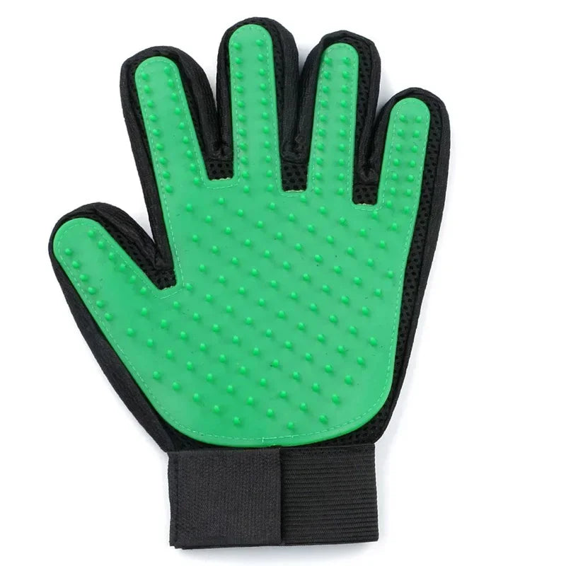 handson pet grooming gloves green color