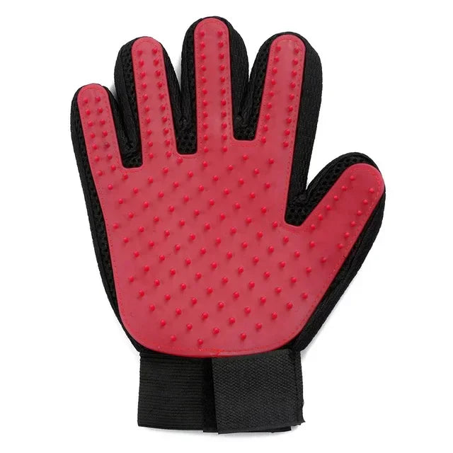 handson pet grooming gloves red color