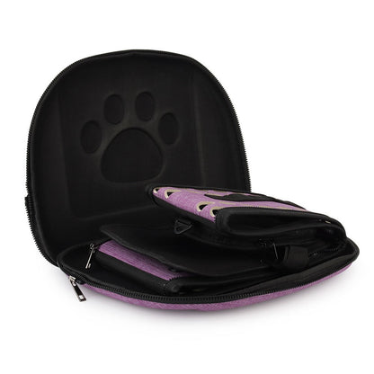 Carrier opened flat to show the paw-print base