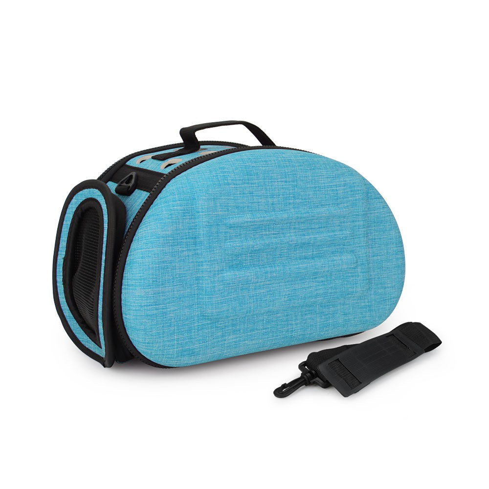 Size S hard shell cat carrier in blue