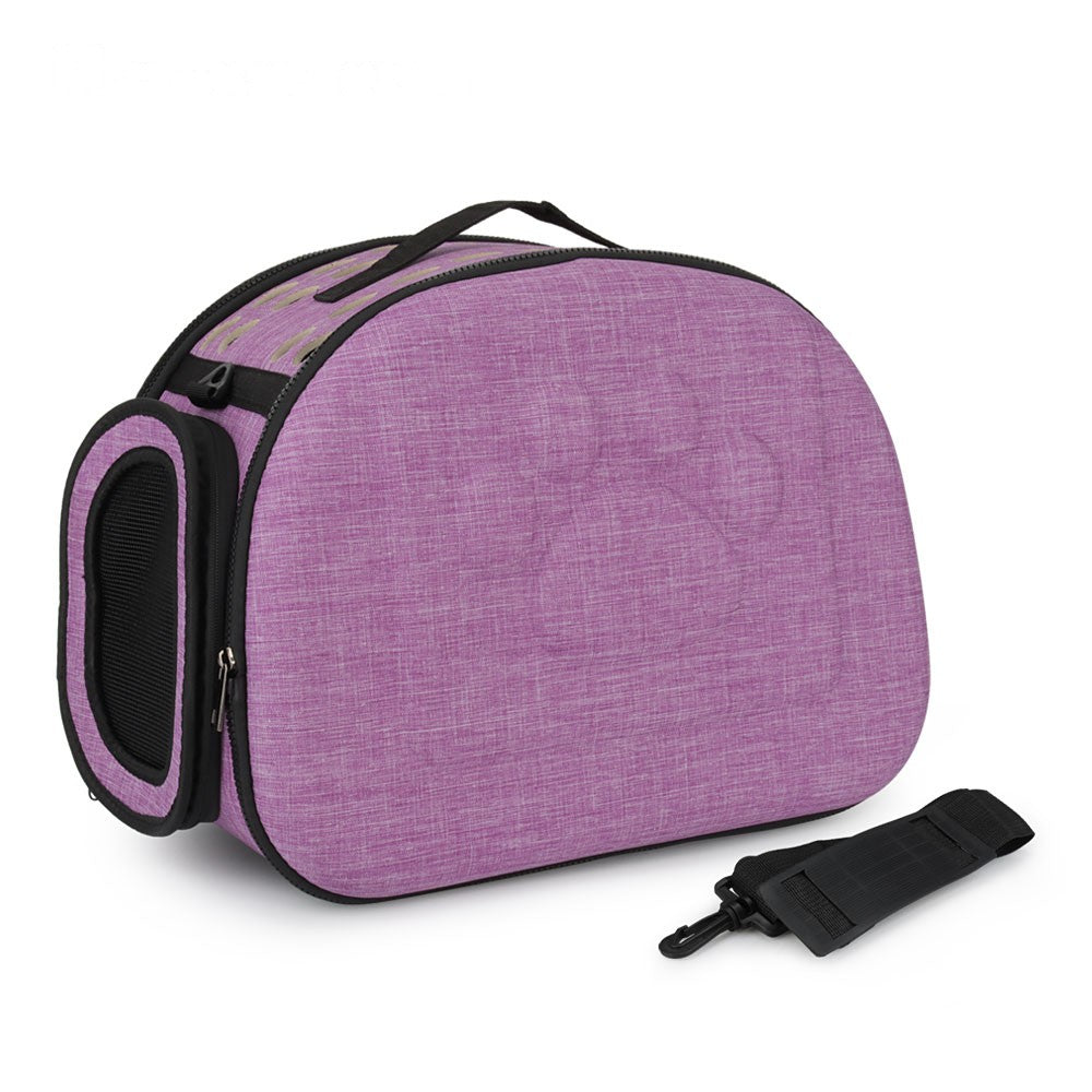 Size M hard shell cat carrier in purple