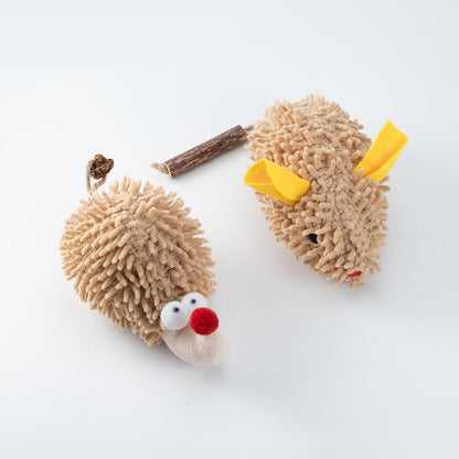Two pack of catnip hedgehog and mouse cat toys