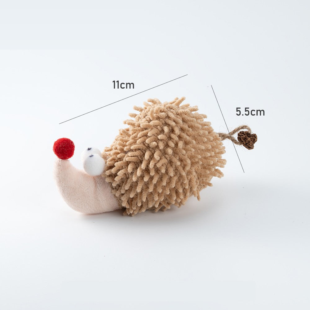 Plush hedgehog cat toy, about 11 by 5.5 cm