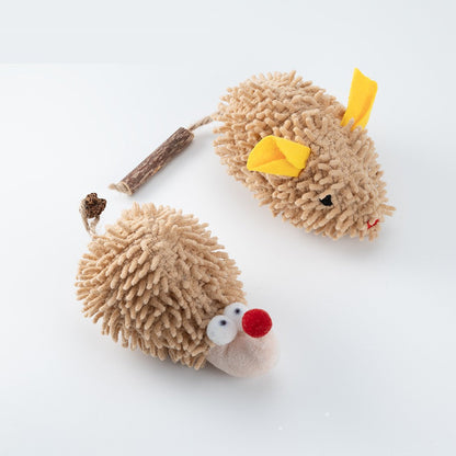 Hedgehog and mouse catnip toys from above