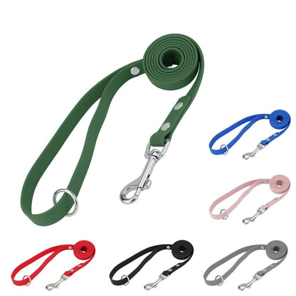 Honeycomb dog leash in army green with D-ring and snap hook