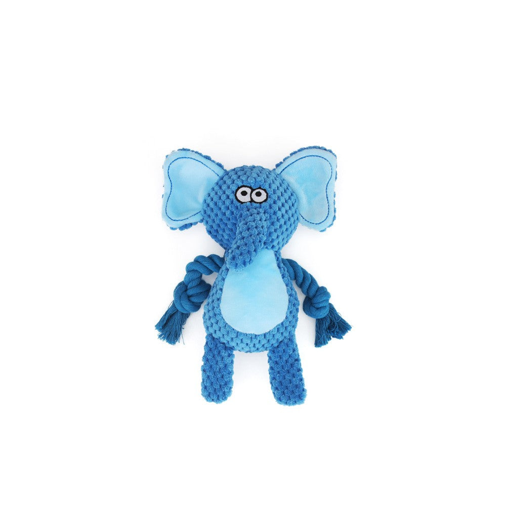 Blue elephant knotted plush dog toy