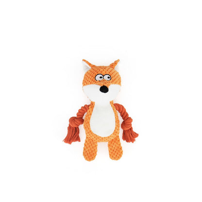 Orange fox knotted plush dog toy