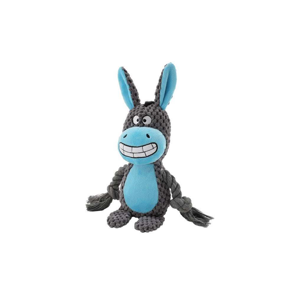 Gray donkey knotted plush dog toy
