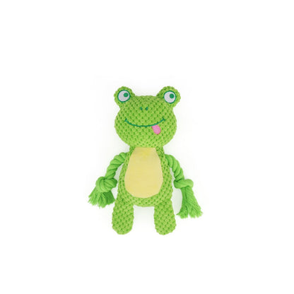 Green frog knotted plush dog toy