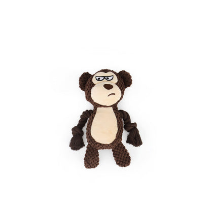 Brown monkey knotted plush dog toy