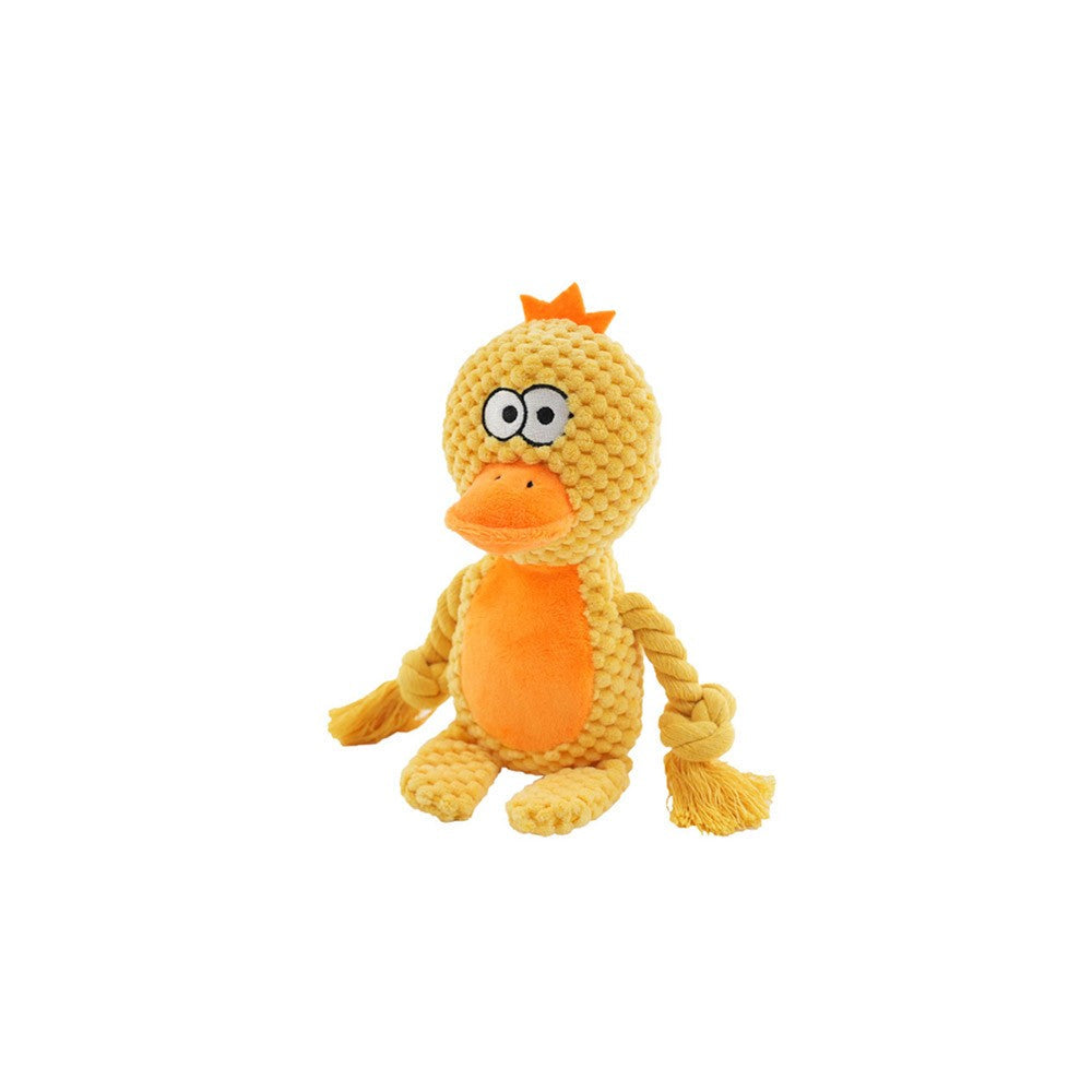 Yellow duck knotted plush dog toy