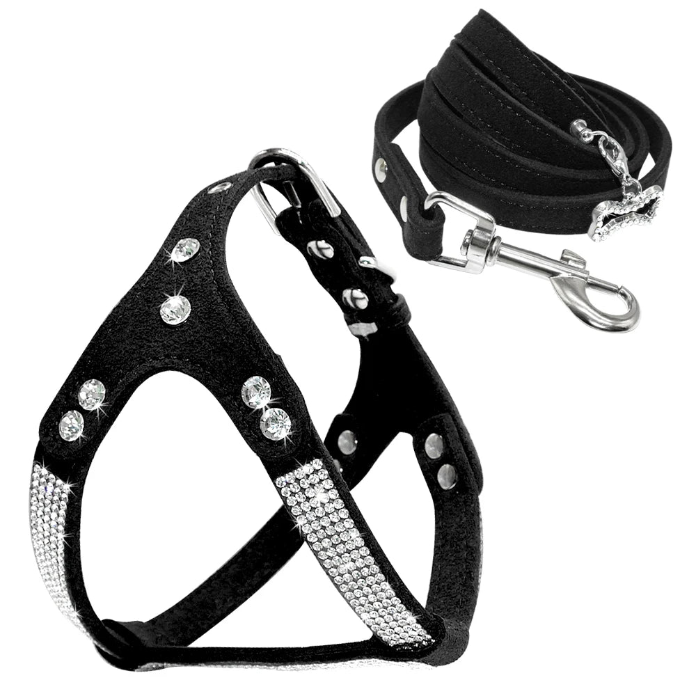 leather dog harness for small dogs black color