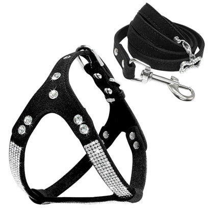 leather dog harness for small dogs black color