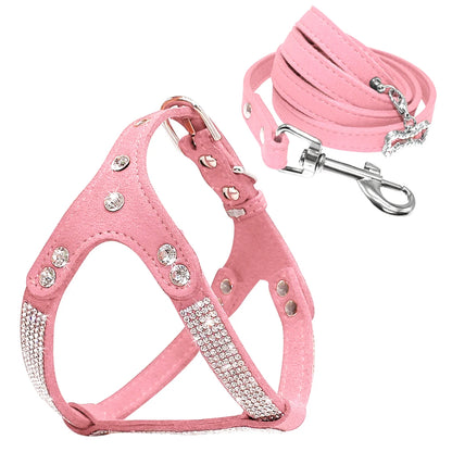 leather dog harness for small dogs black color pink color