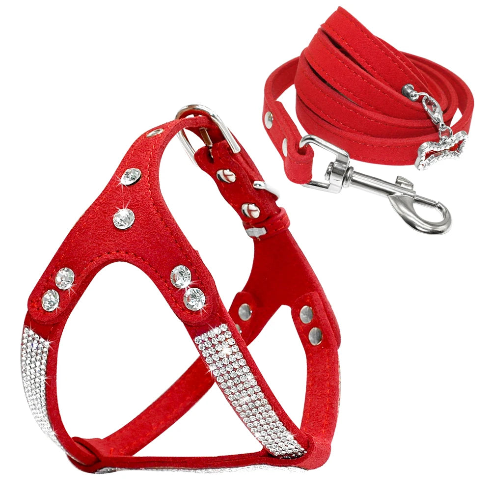 leather dog harness for small dogs red color