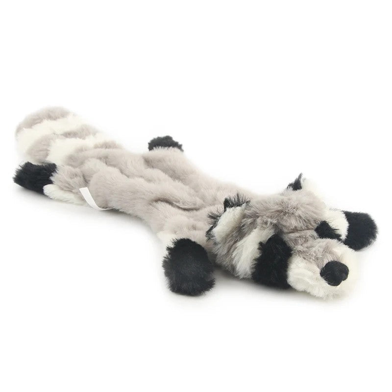 Grey raccoon plush dog toy