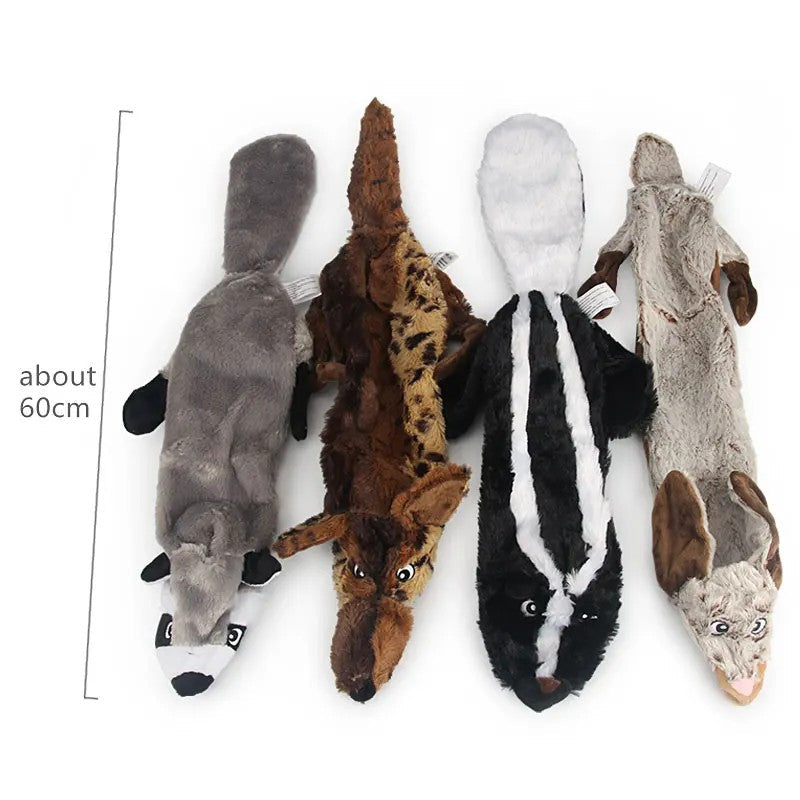 Raccoon, wolf, skunk and rabbit toys, about 60 cm long