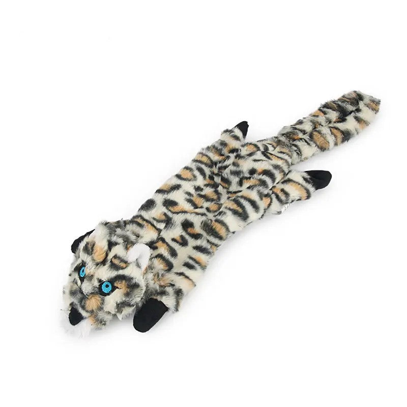 Snow leopard plush dog toy with spots