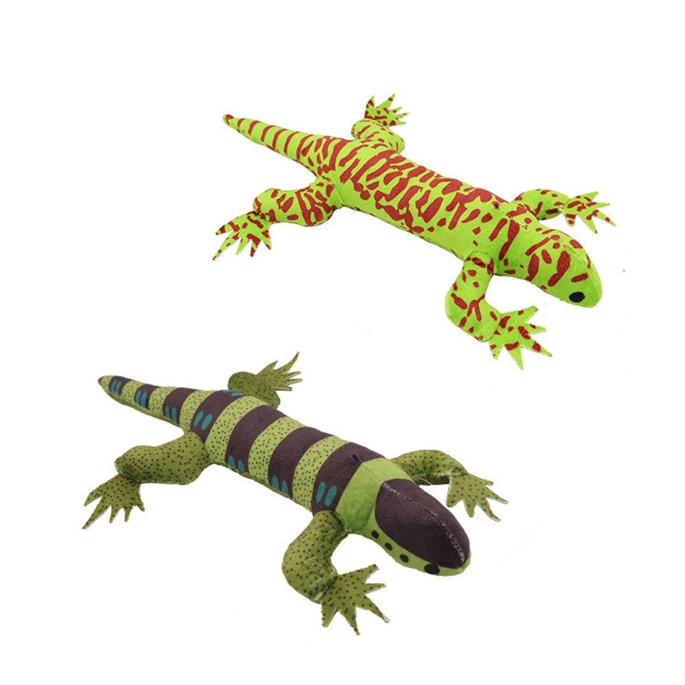 Two pack of lizard cat toys in lime green and dark green