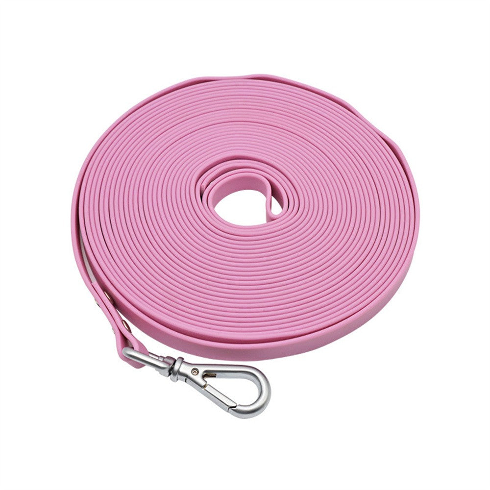 Lilac long PVC dog leash coiled